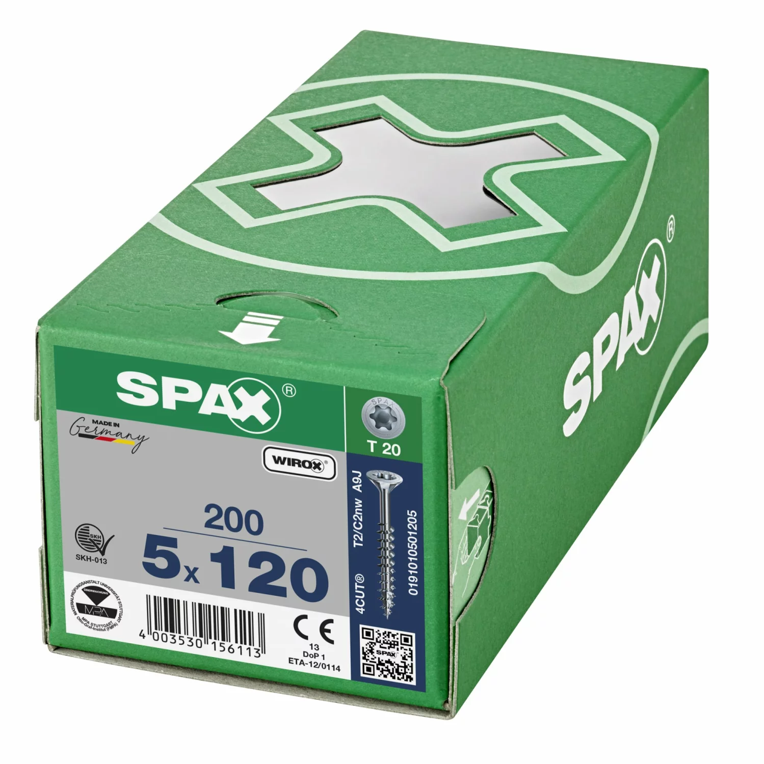 SPAX 191010501205 Universele schroef, Verzonken kop, 5 x 120, Deeldraad, T-STAR plus T20 - WIROX - 200 stuks
