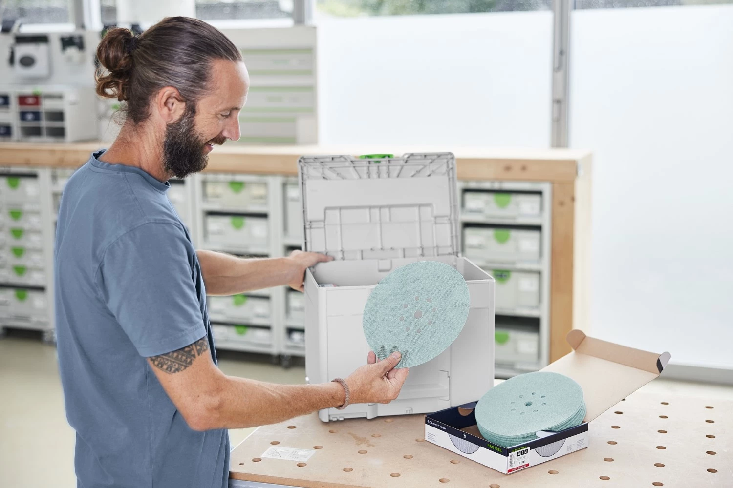 Festool SYS-STF D225 GR NET-Set matériaux de ponçage-Systainer³ Granat SYS-STF Granat Net D 225 dans systainer-image