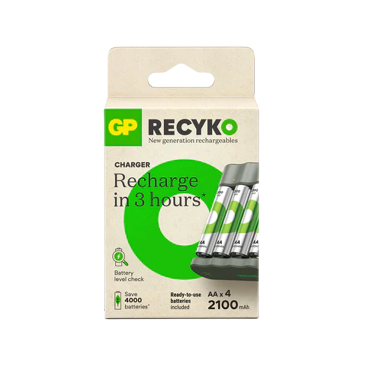 GP B441 RECYKO 4x AA avec chargeur - 2100 mAh-image