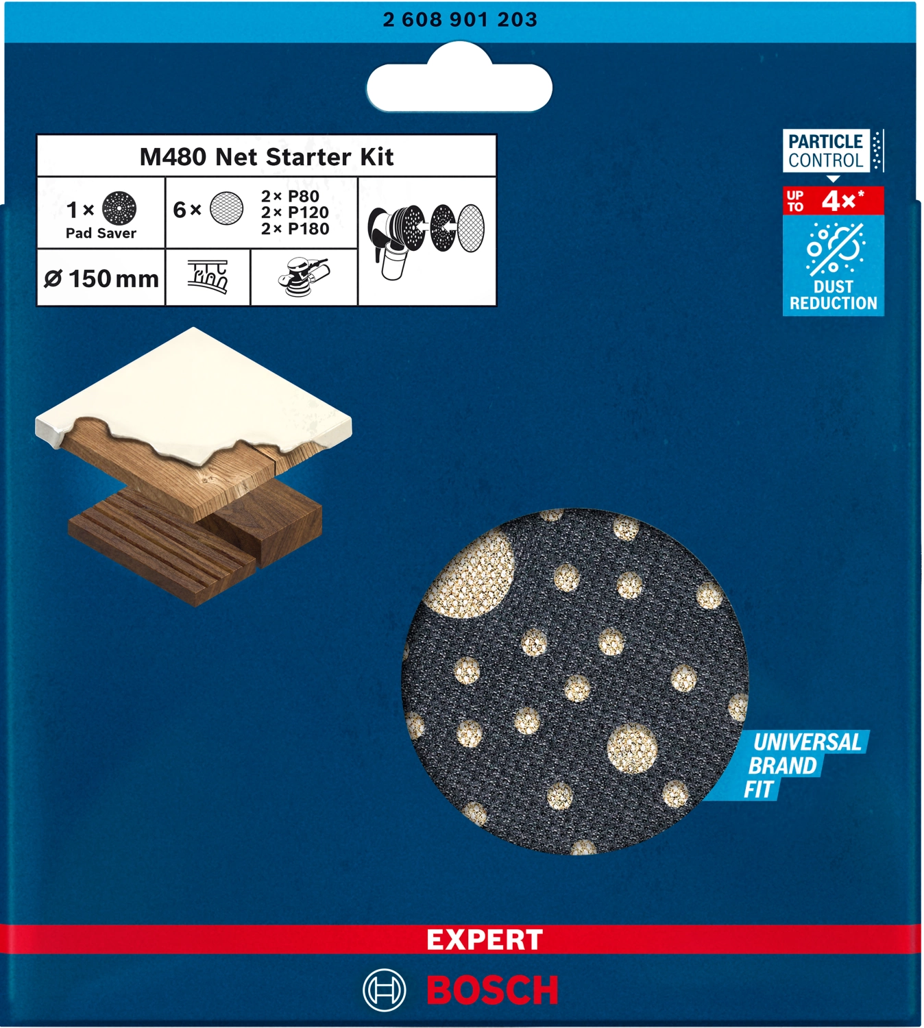 Bosch 2608901203 6-delige Expert M480 Schuurnetset + tussenpad - 150mm-image