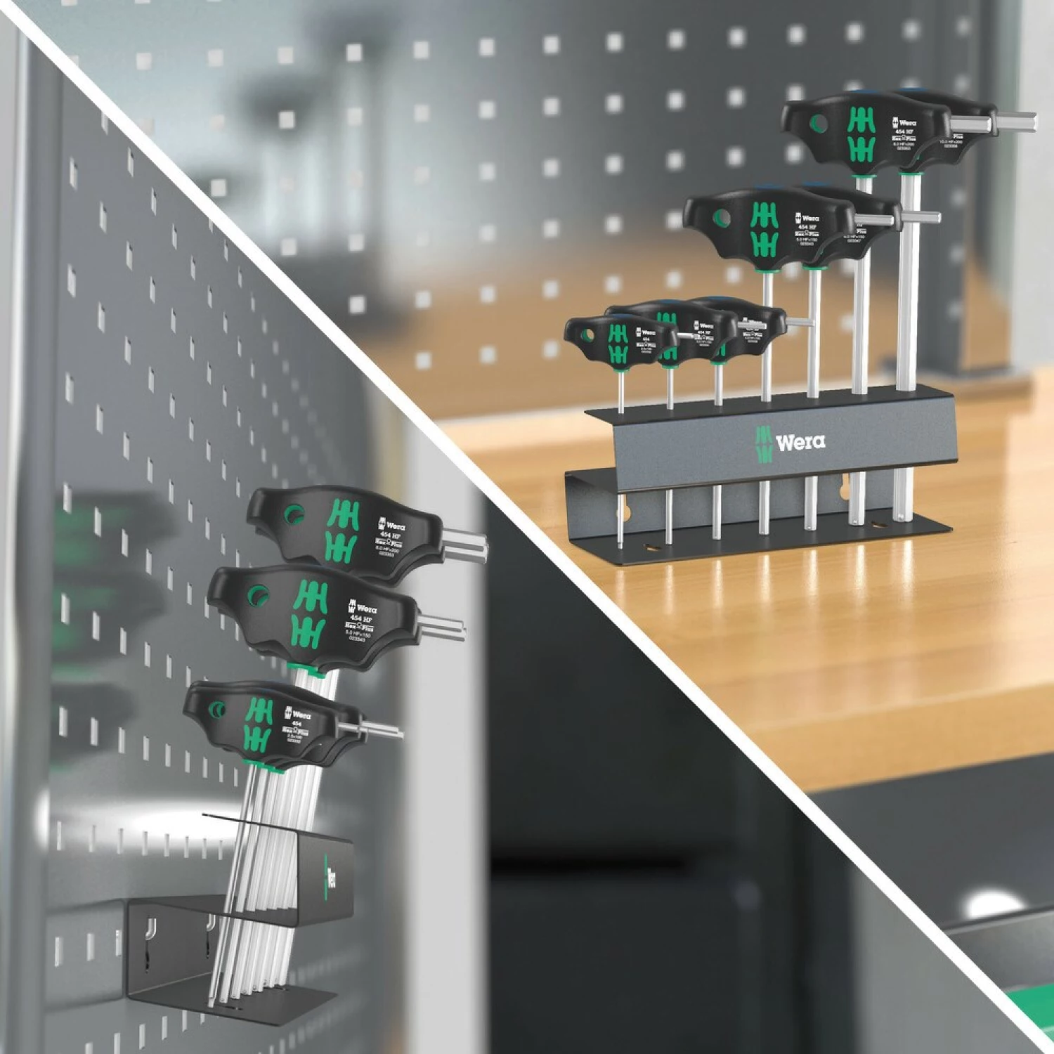 Wera 05023453001 7 pièces 454/7 HF Set 2 Hex-Plus T-poignée Jeu de tournevis dans un support métallique - avec fonction de maintien-image