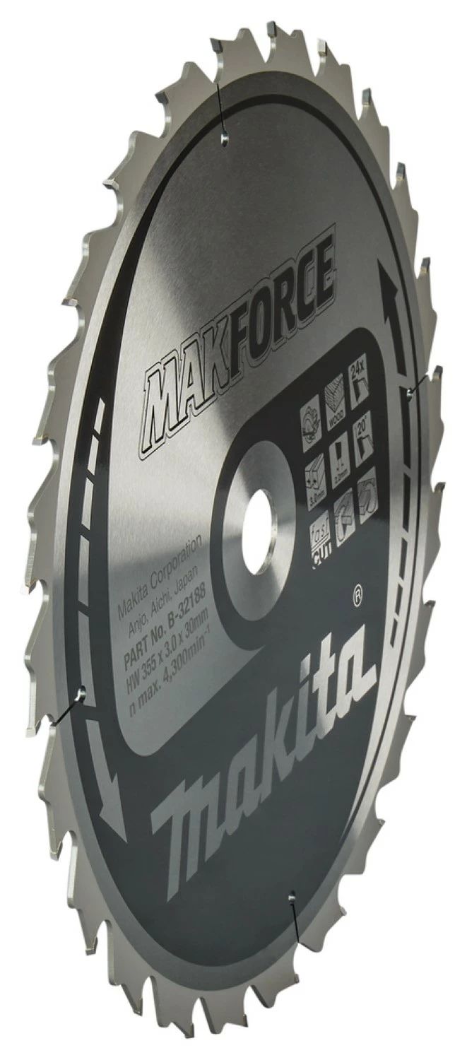 Makita B-32188 Makforce Lame de scie circulaire - 355 x 30 x 24T - Bois-image