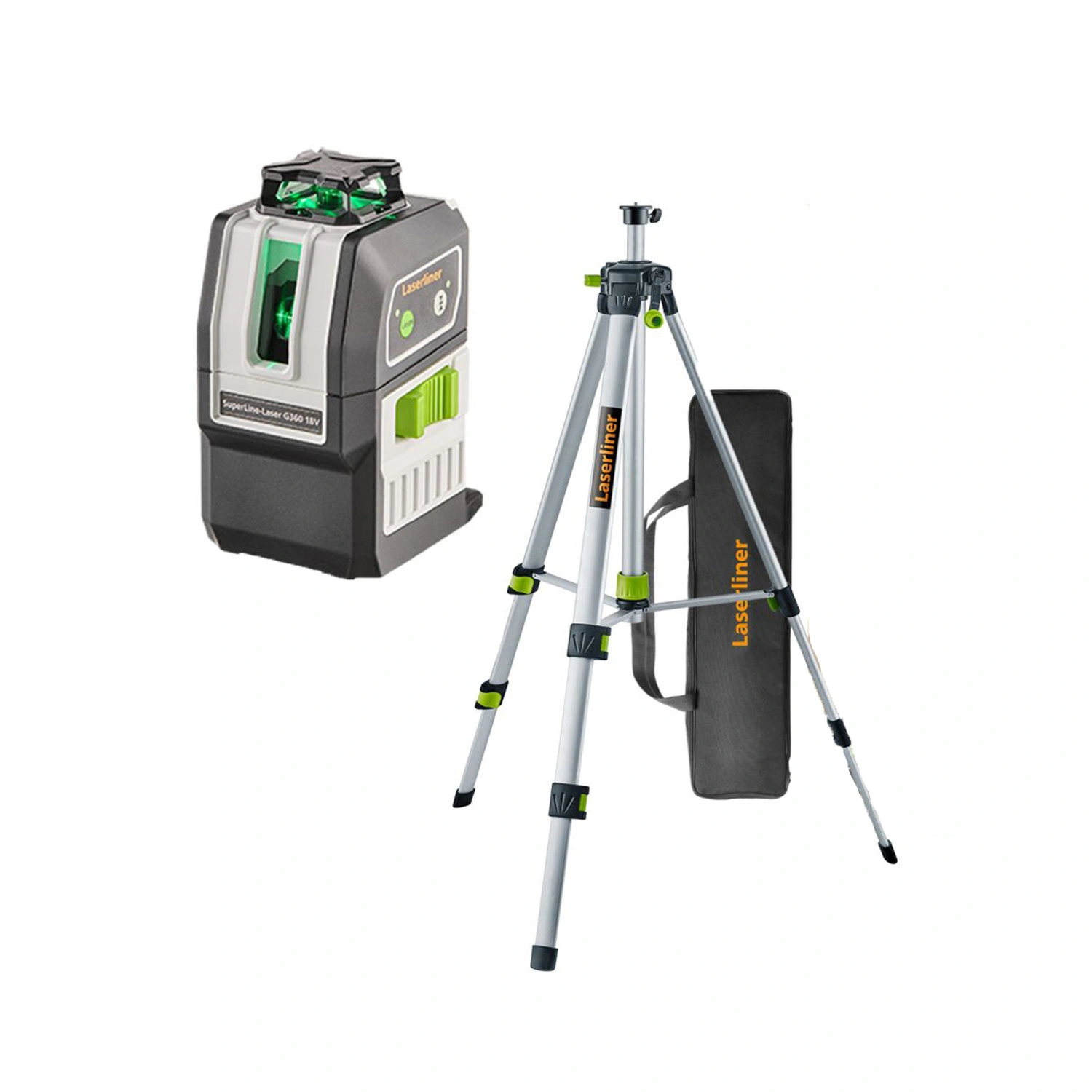 Laserliner SuperLine-Laser G360 Multi-18V Kruislijnlaser incl. statief in tas - 2 lijnen - groen - 30m