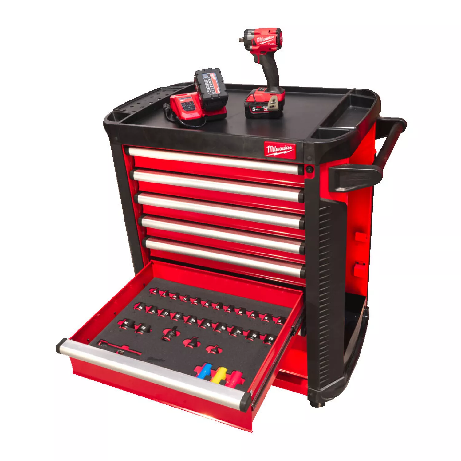 Milwaukee 4932493817 TOOLGUARD™ Chariot à outils en acier rempli - 245 pièces - 7 tiroirs - 30" / 78 cm-image