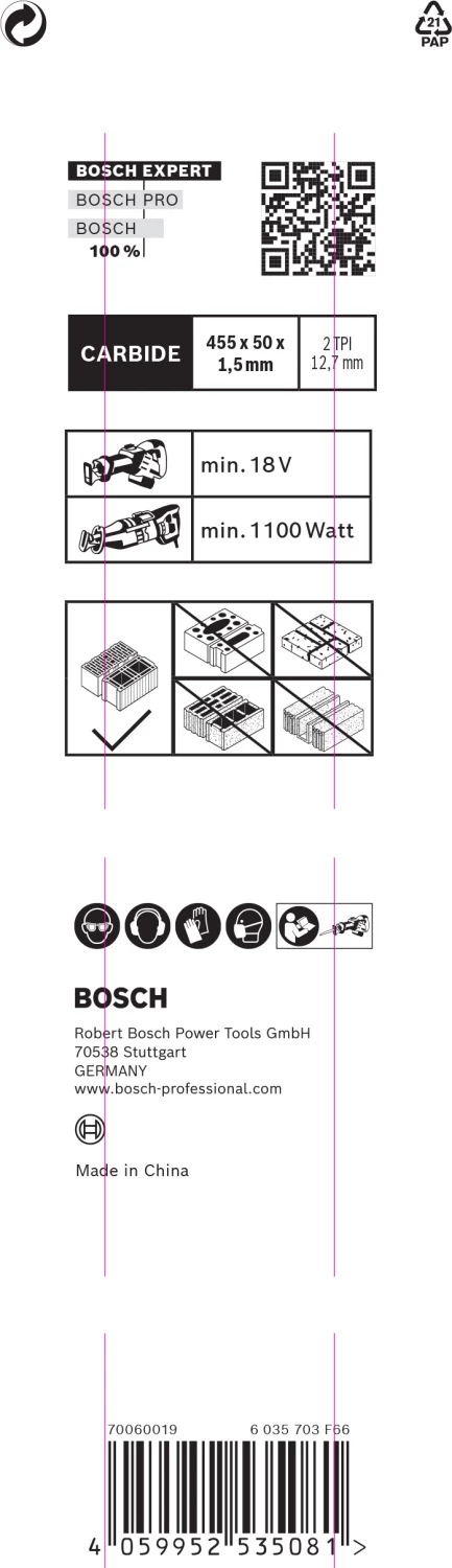 Bosch EXPERT 2608900418 - EXPERT Lame de scie sabre S2243HM Hollow Brick