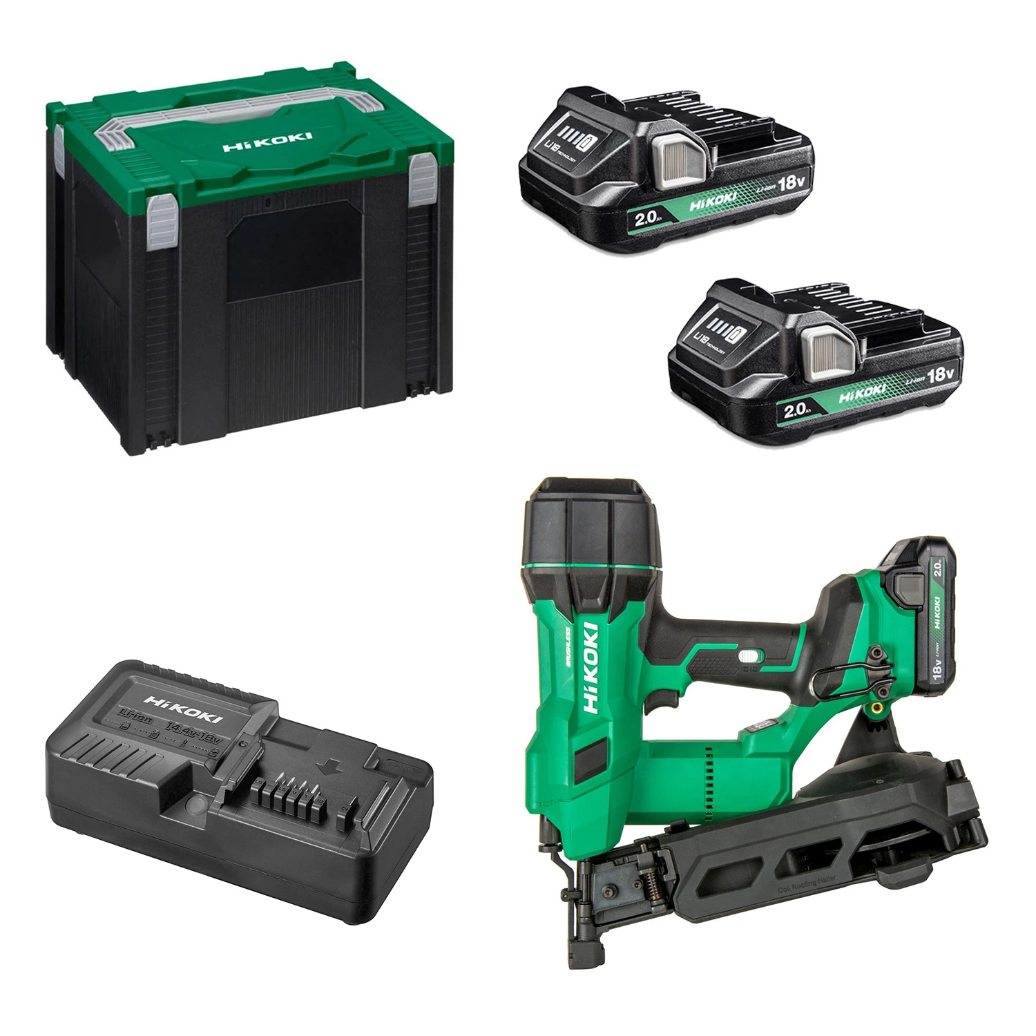 HiKOKI NV1845DAWXZ 18V Li-ion accu trommelspijkerapparaat set (2x 2,0Ah accu) in HSC IV - 22-45mm-image