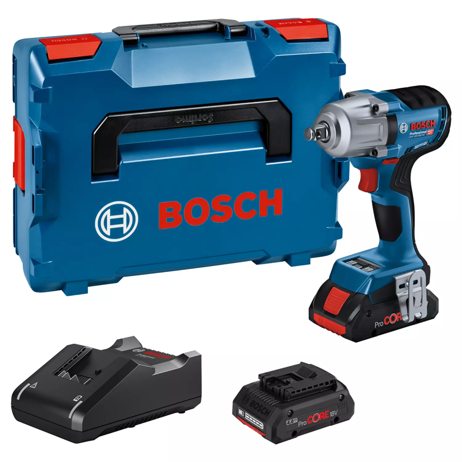 Bosch GDS 18V-450 HC 18V Li-ion Accu slagmoeraanzetter set (2x 4.0Ah) in L-Boxx + CoMo - 450 Nm-image