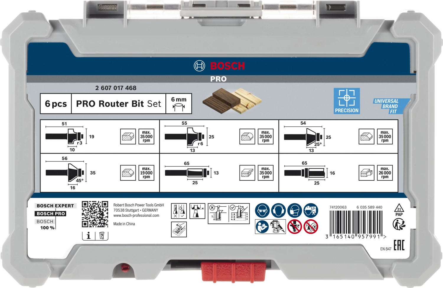 Bosch 2607017468 - Set 6 pièces fraises arrondir et profiler 6mm-image