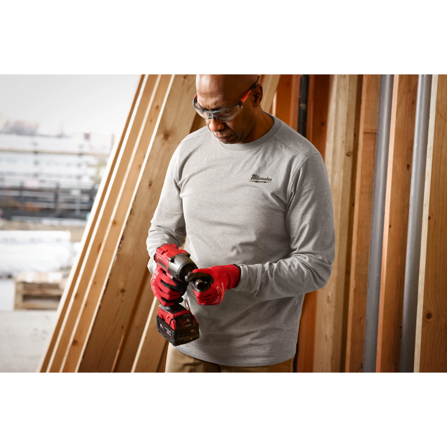 Milwaukee Hybride T-shirt lange mouw - groen - S-image