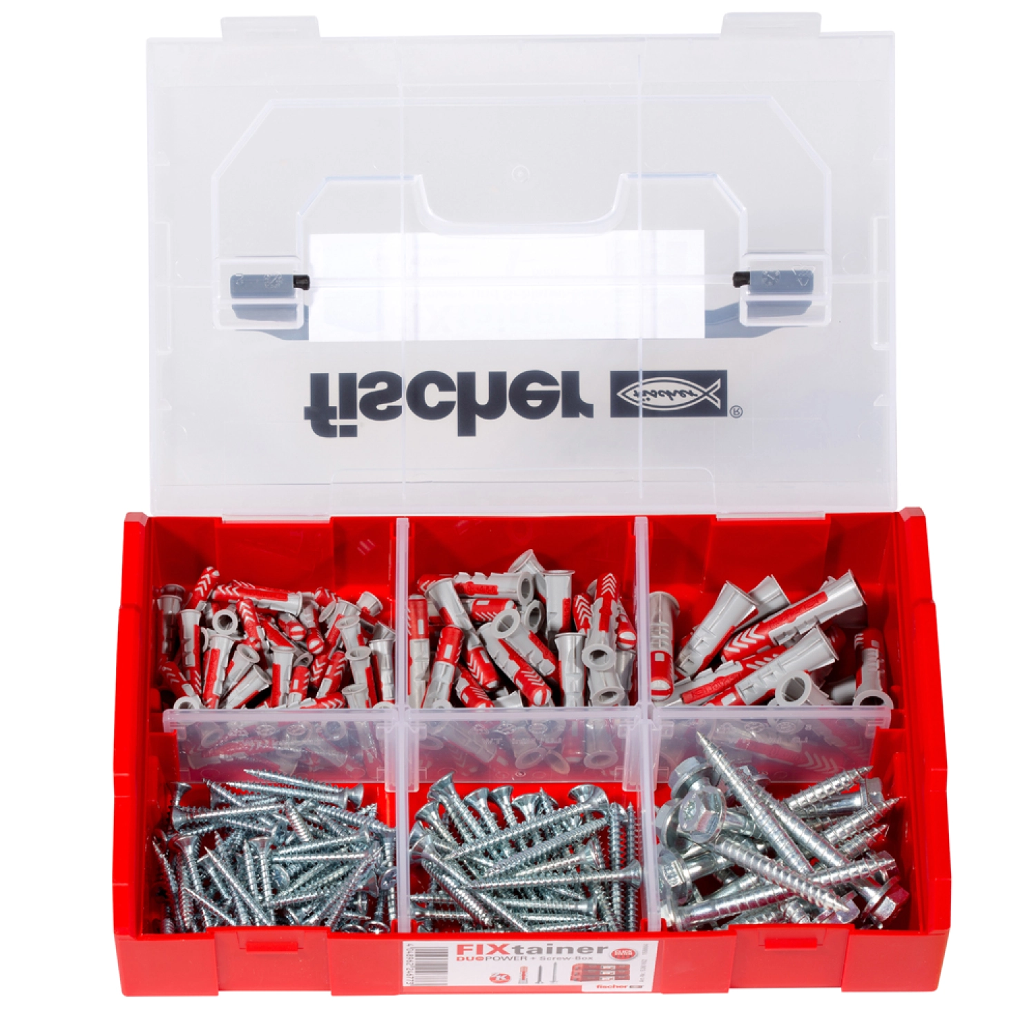 fischer 536162 - fischer FixTainer - Chevilles tous matériaux fischer DuoPower avec vis (105pcs) FixTainer DuoPower avec vis-image