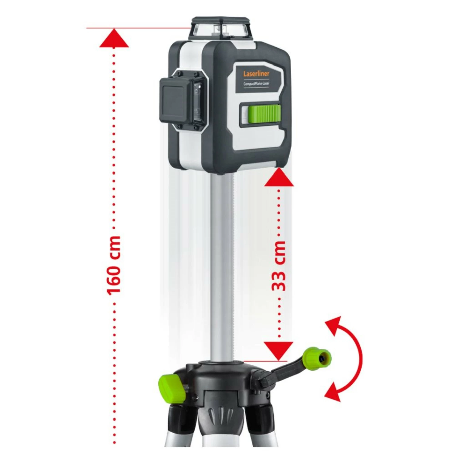 Laserliner CompactPlane-Laser 3G Kruislijnlaser set incl. statief in tas - 3 lijnen - groen - 30m-image