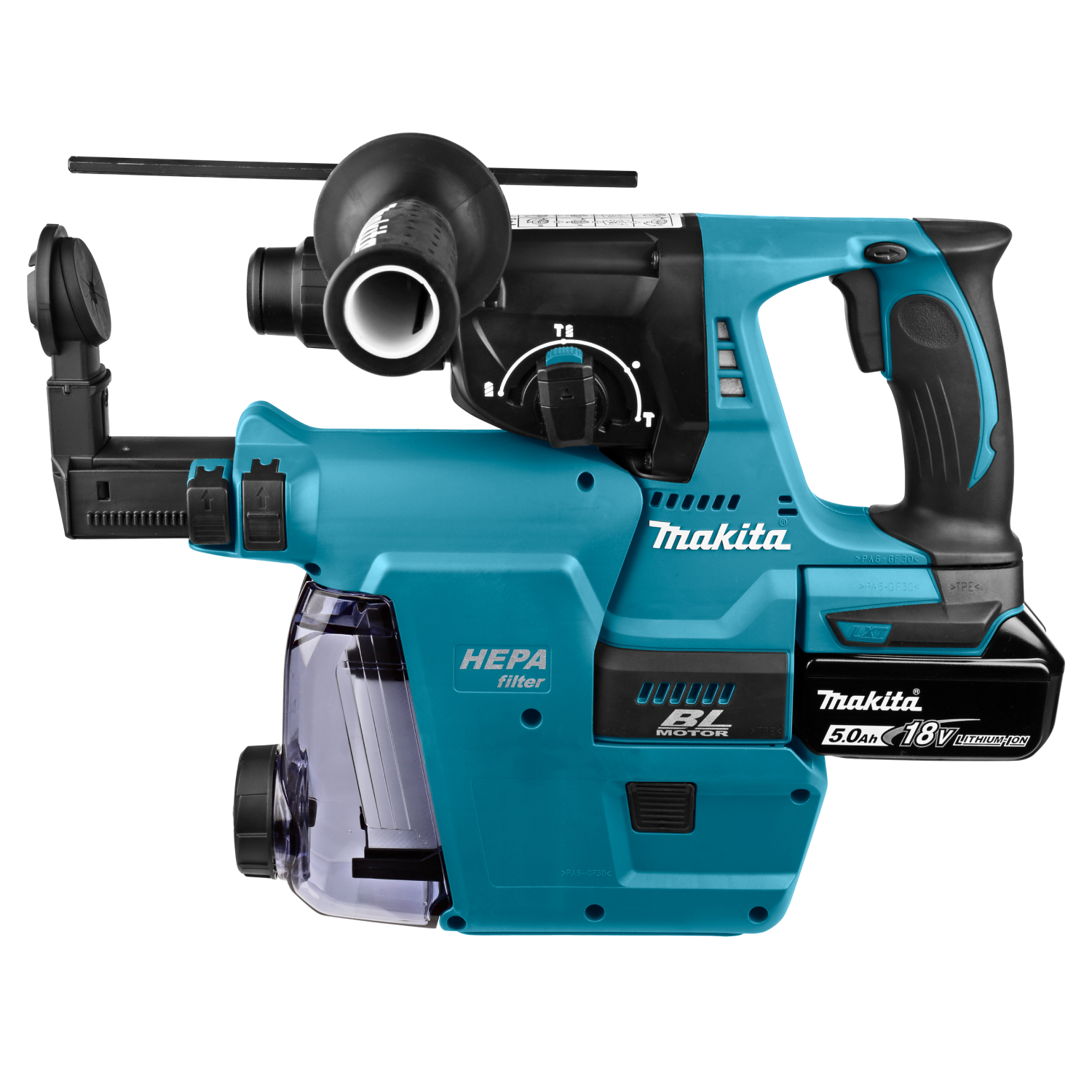 Makita DHR242RTJW Perforateur burineur sans-fil - 18 V Li-ion - SDS-Plus - Kit (2 X 5,0 Ah) - Mbox - 24 mm - brushless-image