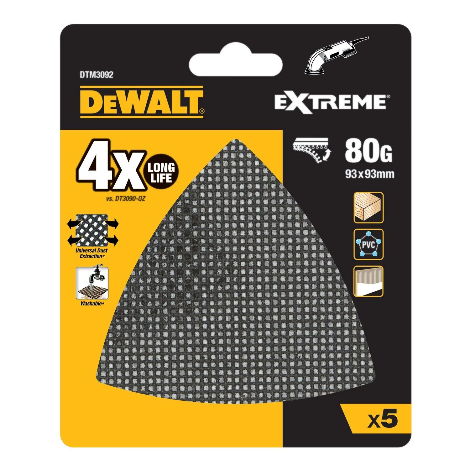 DeWALT DTM3092 Mesh schuurgaas - K80 - 93x93mm - 5st