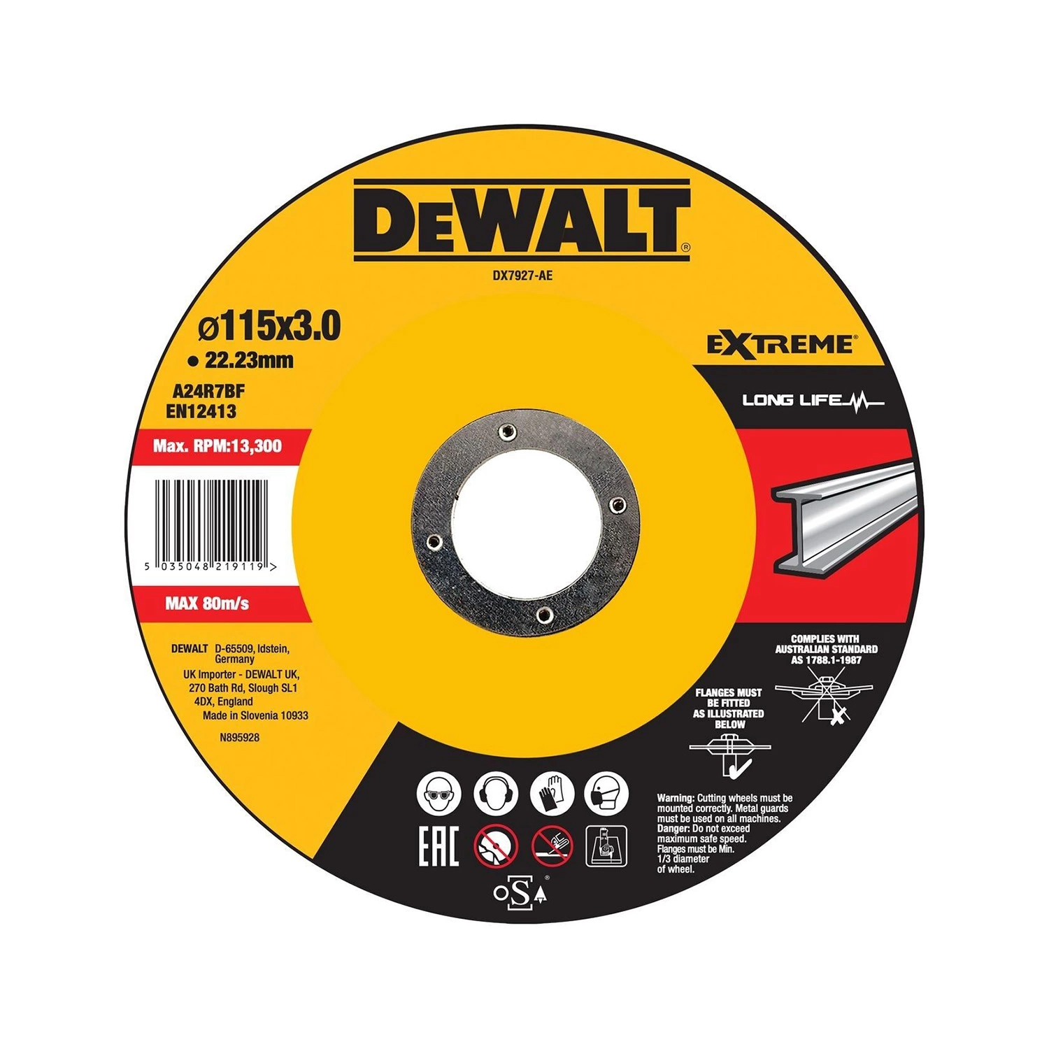 DeWALT DX17927-XJ Disque à tronçonner 115 Extreme pour métal - 2,8 mm