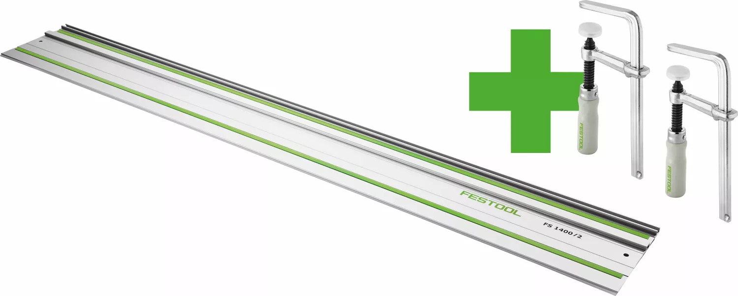 Festool FS 1400/2 Geleiderail - 1400mm - met 2x FSZ 120 schroefklemmen-image