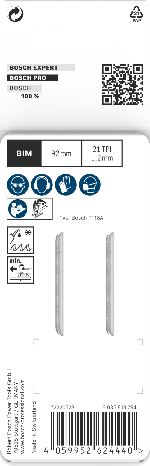 Bosch 2608655095 PRO T121AFC Decoupeerzaagblad Medium - Metaal (2 stuks)-image