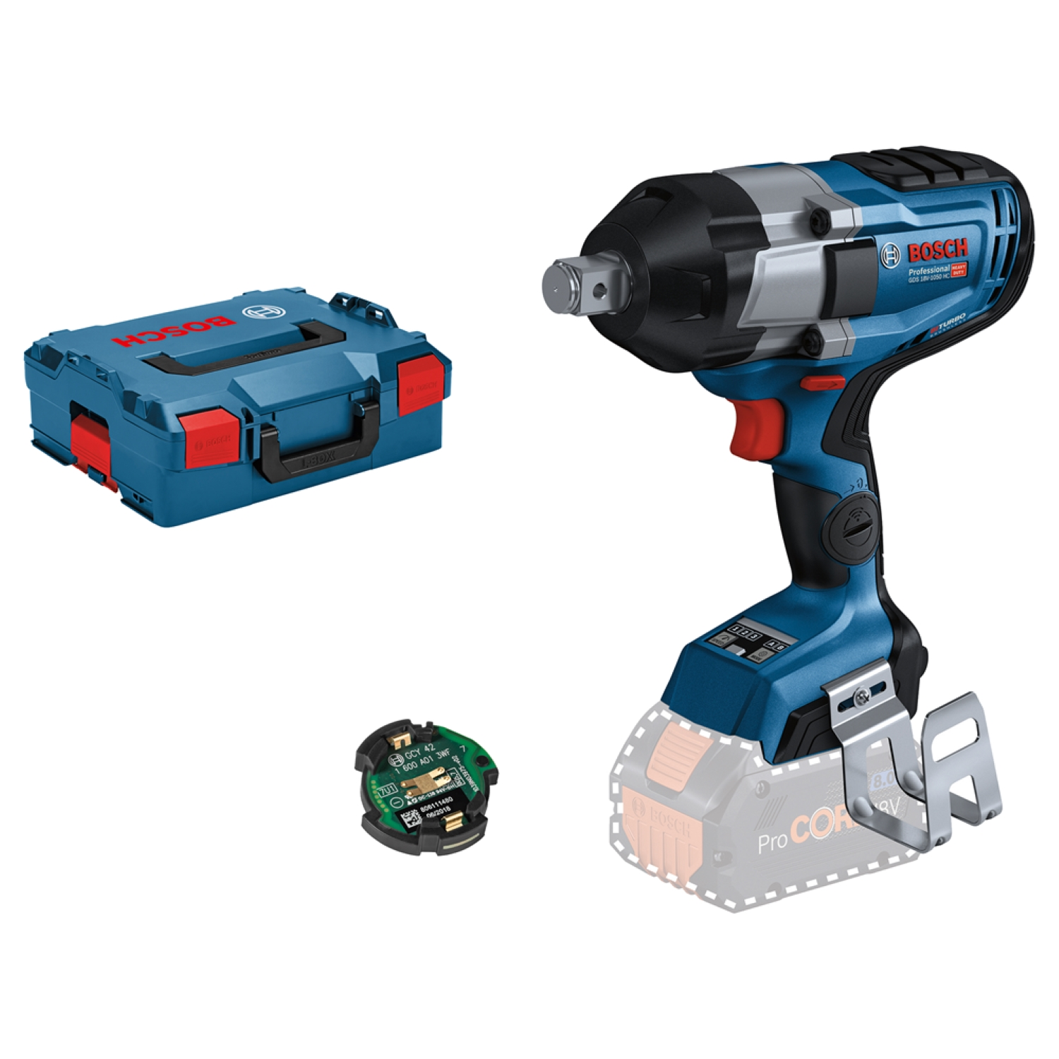 Bosch GDS 18V-1050 HC Clé à chocs sans fil - 18V Li-Ion - Machine seule - BiTurbo - dans L-Boxx - 1050 Nm - brushless-image