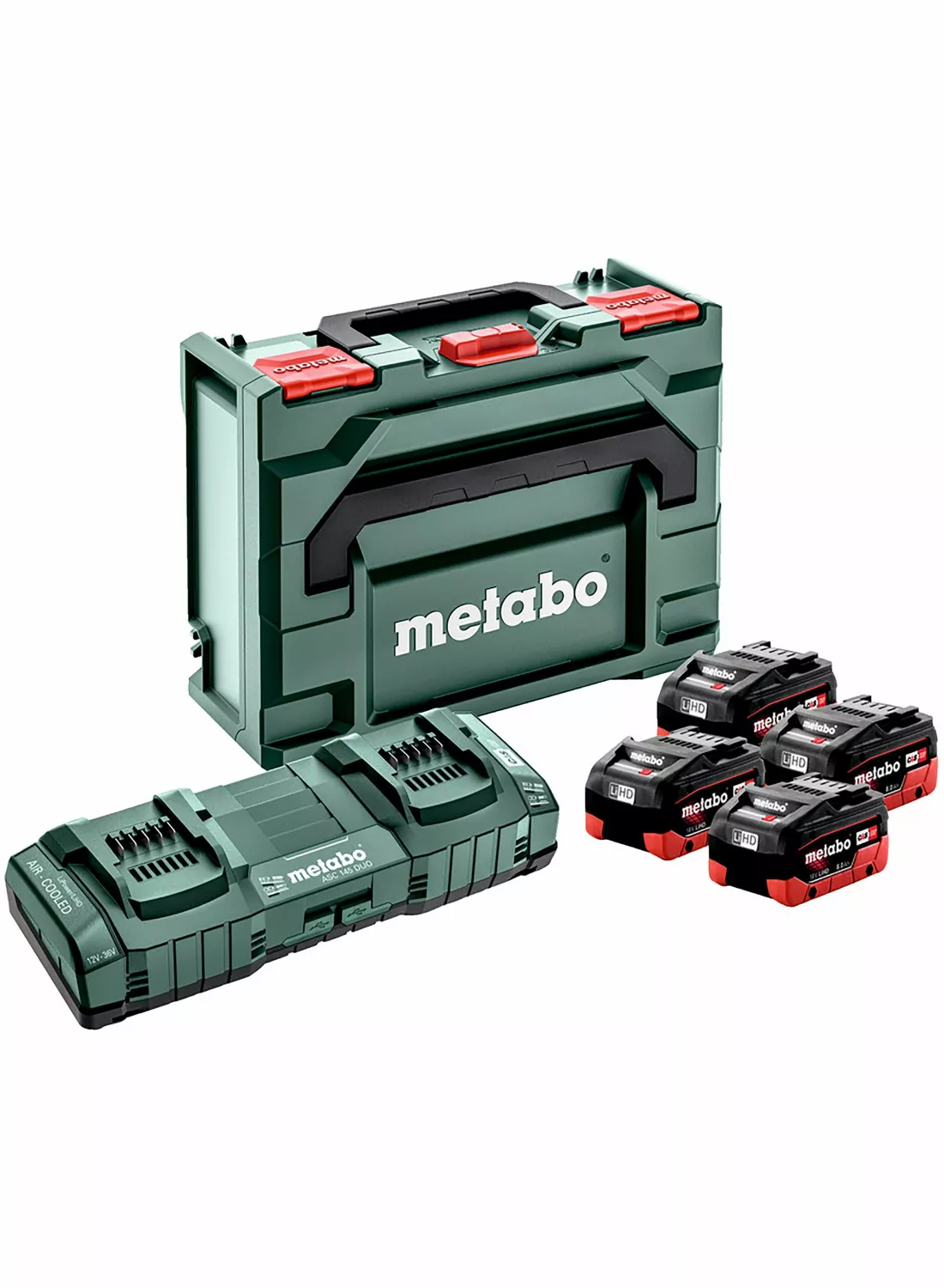 Metabo 685135000 Set de démarrage 18V LiHD (4x batterie 8.0Ah) + 2x chargeur dans Metaloc-image