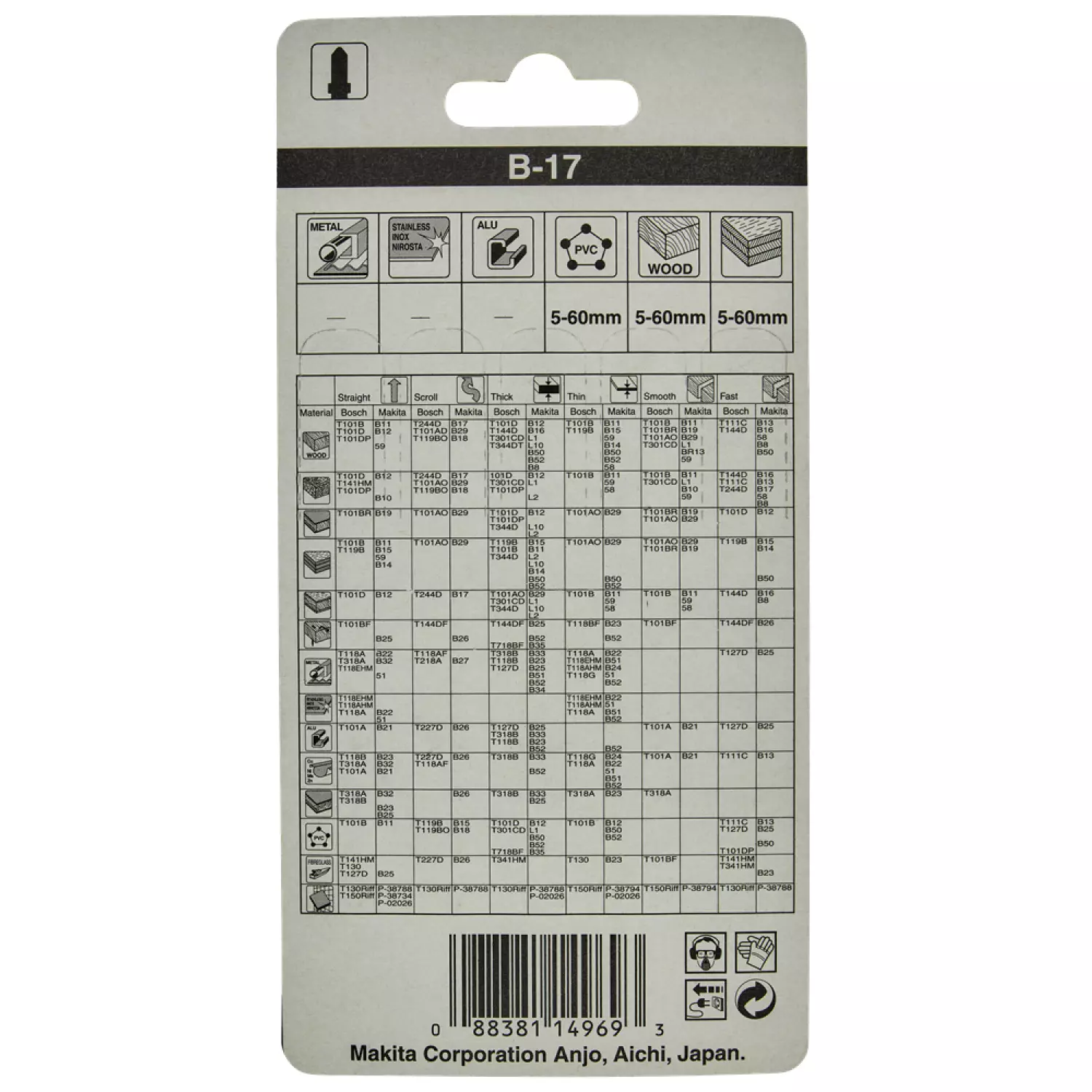 Makita A -85690 HCS Lame de scie sauteuse B17 - coupe rapide- Bois / Plastic (5 pcs)-image