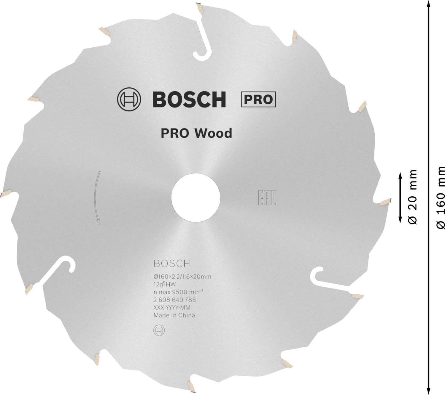 Bosch 2608640786 - Lame de Scie Circulaire Speedline Wood, 160 x 20 x 2,4 mm, 12D-image