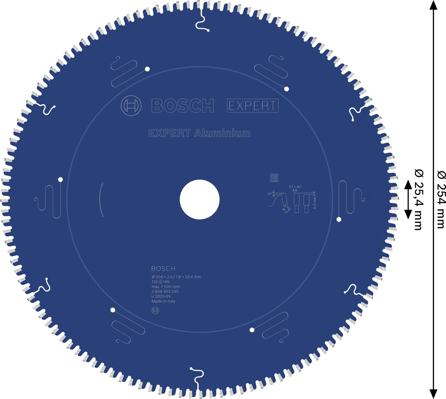 Bosch 2608902245 Lame de scie circulaire EXPERT - 254 x 25,4 x 120D - aluminium-image
