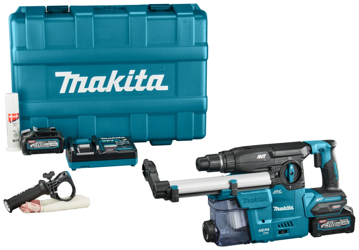 Makita HR008GM202 XGT 40V Max Combihamer set 4,0 Ah accu (2 st), snellader, stofafzuiging, in kunststof koffer - 3,9 J-image