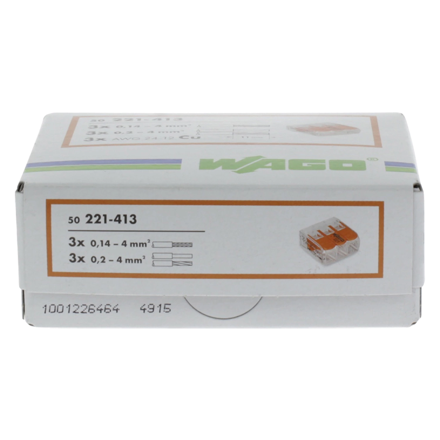 Wago 221-413 Lasklem 3-polig - 4mm - hersluitbaar - transparant-oranje (50 st)-image