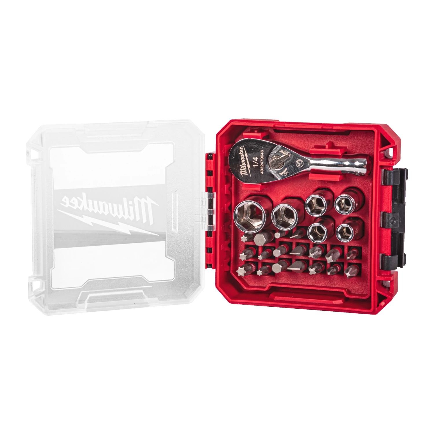 Milwaukee 4932499470 Jeu de 25 clés à cliquet et douilles - dans une boîte PACKOUT™ Ready - 1/4"-image