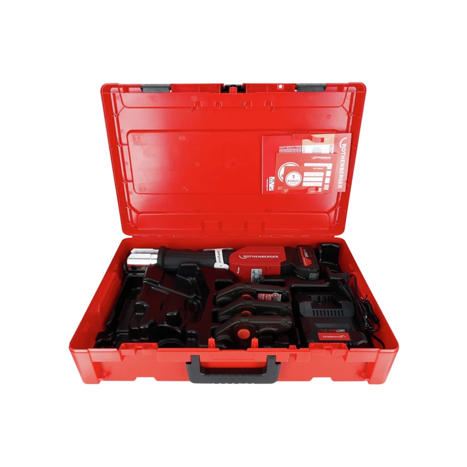 Rothenberger 1000004169 Romax 4000 Kit de pince à sertir sans fil 18 V (1 batterie 4,0 Ah + chargeur) avec mâchoire TH - 16-20-26 mm - AMPShare-image