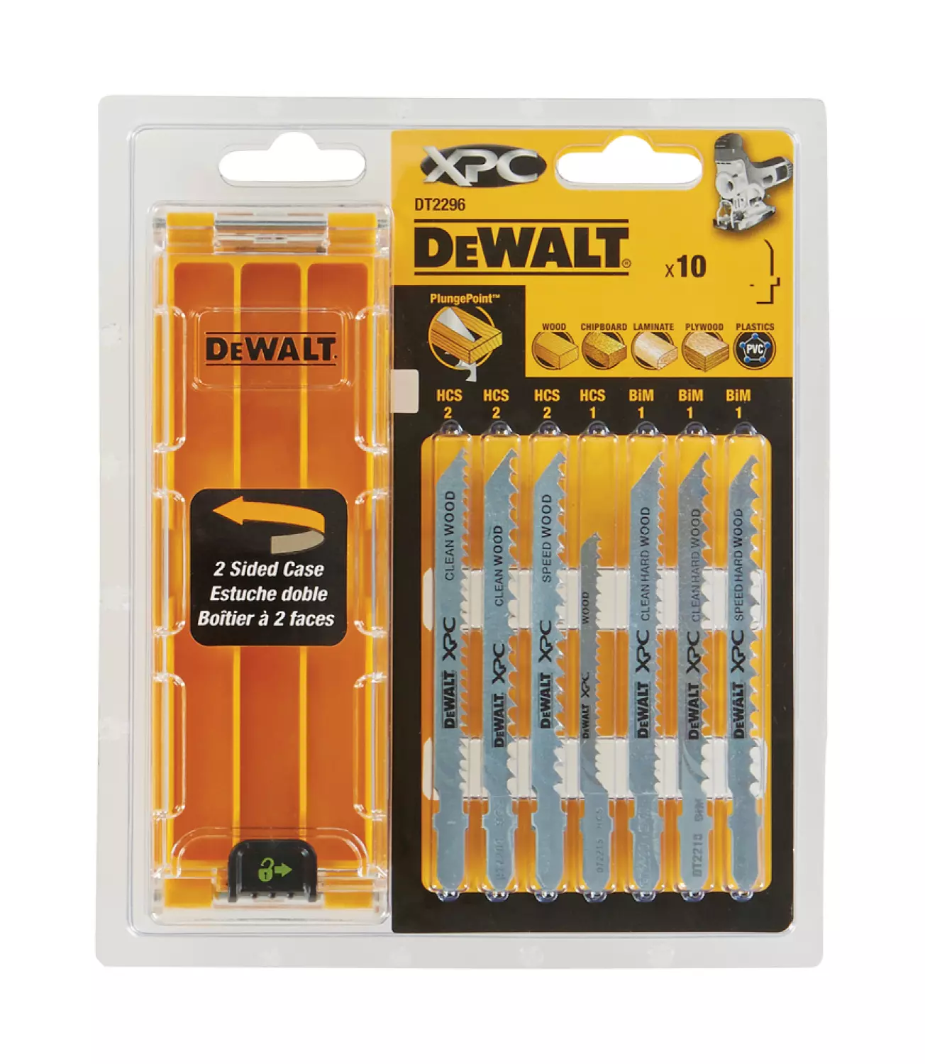 DeWALT DT2296 10 delig Decoupeerzaagblad set XPC in cassette - Hout / Kunststof / Laminaat-image