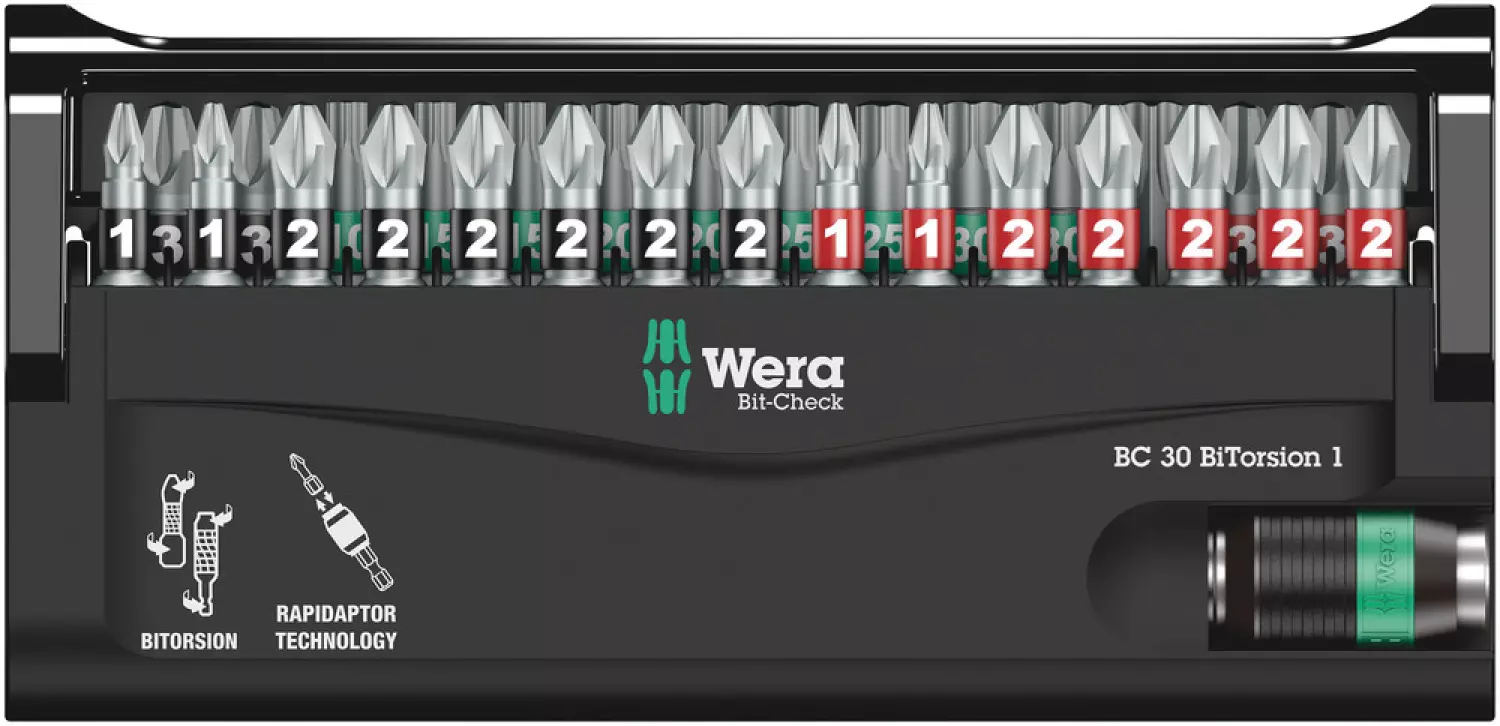 Wera 5057430001 30-delige Bit-Check BiTorsion Bitset in cassette-image