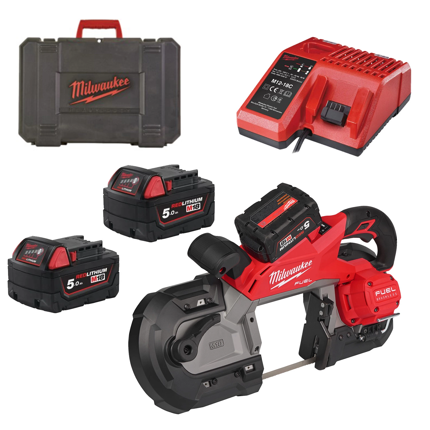 Milwaukee M18 FBS127-502C 18V Li-ion accu bandzaagmachine set (2x 5.0Ah accu) in koffer-image