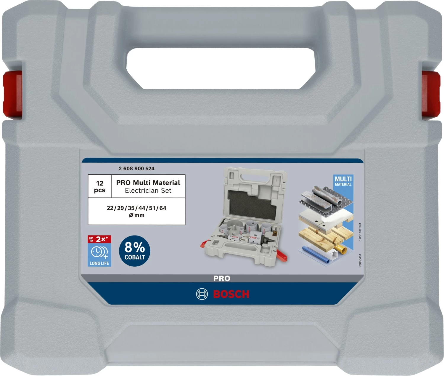 Bosch 2608900524 PRO 12-delige Gatzagenset - Multi Material - 22,29,35,44,51,64mm-image