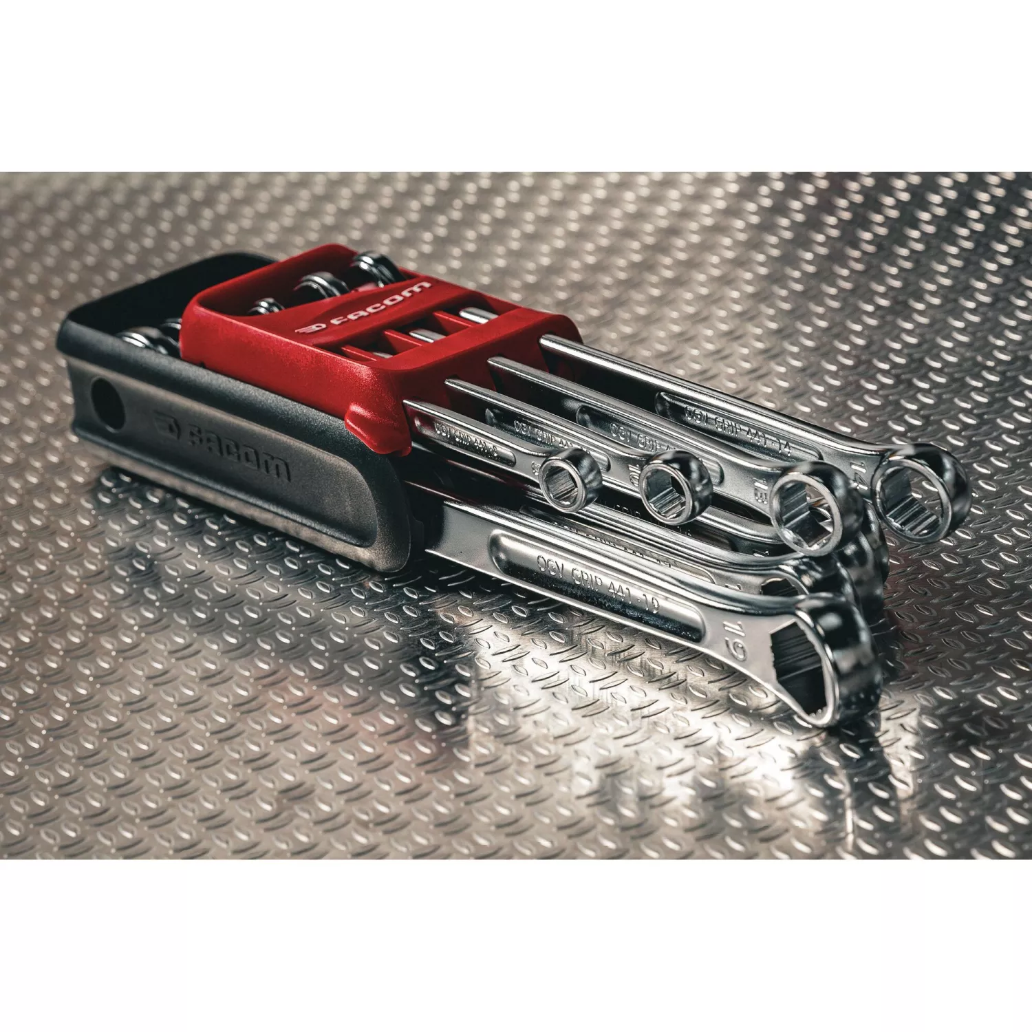 Facom 441.JV8GRPPB 8-delige Ringsteeksleutelset OGV-profiel in houder - 8-19mm - grip XL