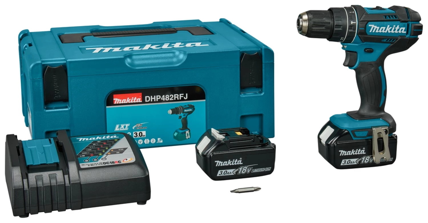 Makita DHP482RFJ - Set de Perceuse visseuse à percussion 18V Li-Ion (2x batterie 3,0Ah) dans MAKPAC-image