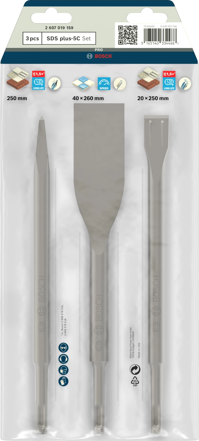 Bosch 2607019159 SDS-Plus 3 delige Beitelset-image