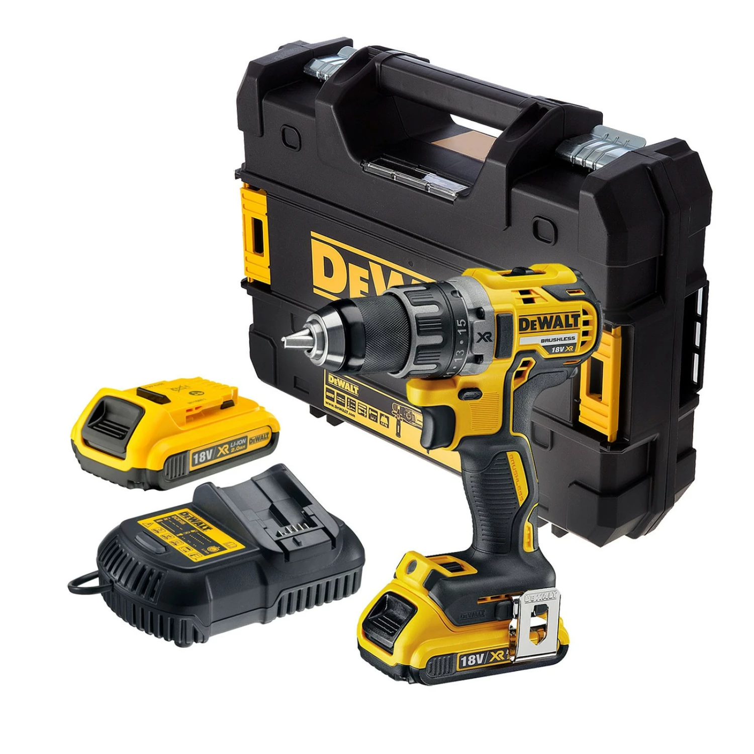 DeWALT DCD791D2 - Set perceuse visseuse Li-Ion 18V (2x batterie 2.0Ah) dans TSTAK - moteur brushless - 70Nm-image