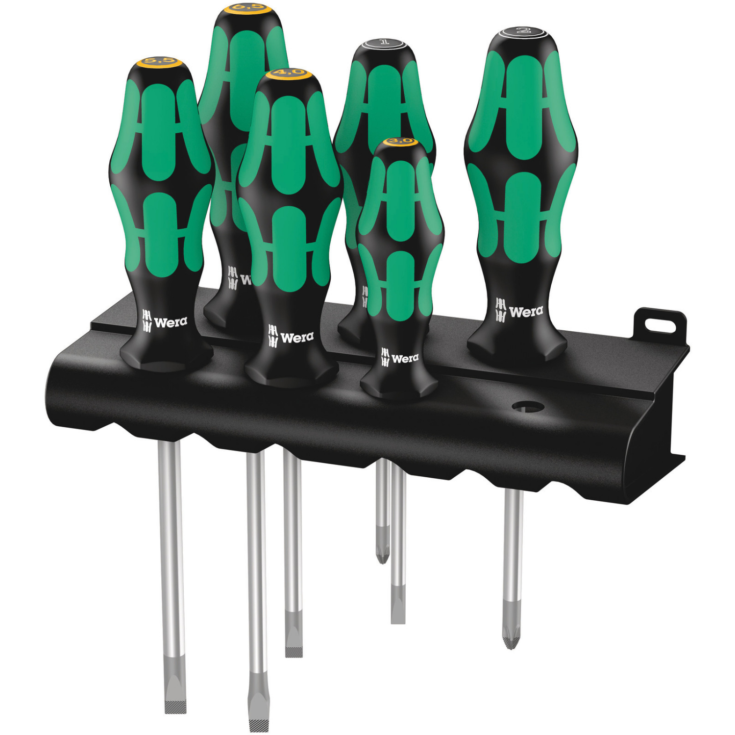 Wera 334/355/6 Jeu de tournevis Kraftform Plus Lasertip + Rack, 6 pièces-image