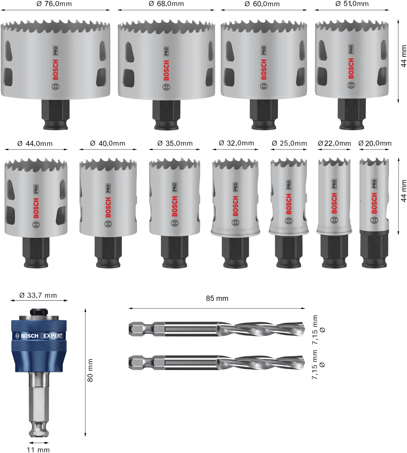 Bosch 2608594426 PRO Multi Material 14-delige gatzaagset met Power Change plus-image
