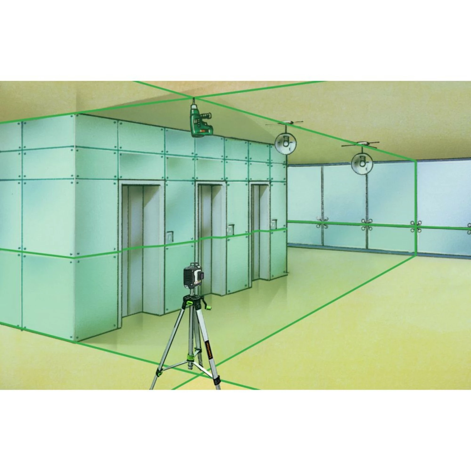 Laserliner CompactPlane-Laser 3G Kruislijnlaser set incl. statief in tas - 3 lijnen - groen - 30m-image