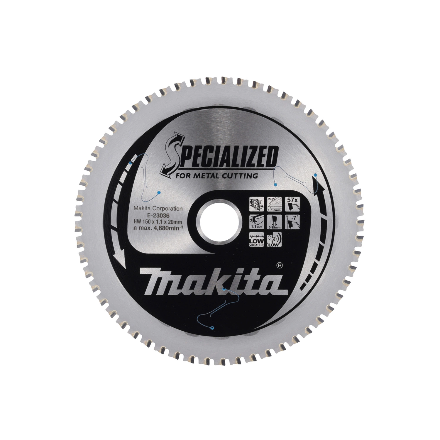 Makita E-23036 Specialized Cirkelzaagblad voor dun plaatstaal - 150 x 20 x 57T