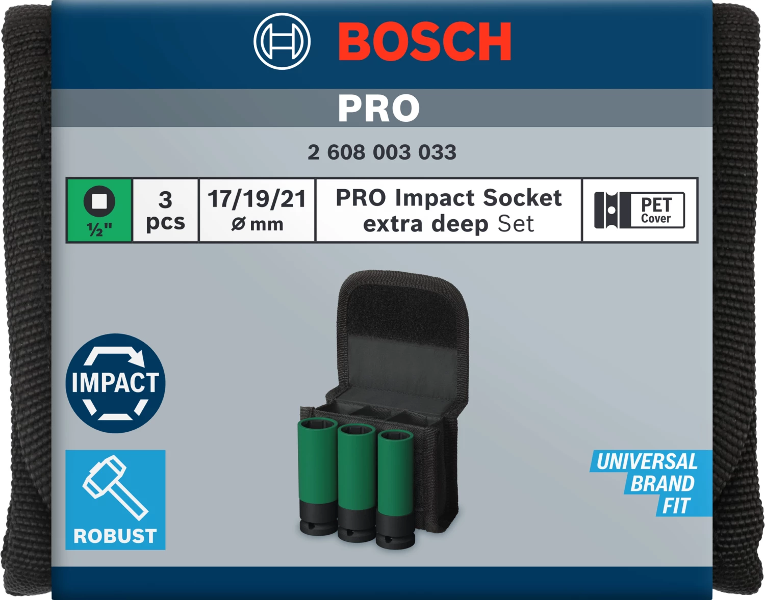 Bosch 3-delige PRO Impact-doppenset - ½ - 17/19/21mm-image