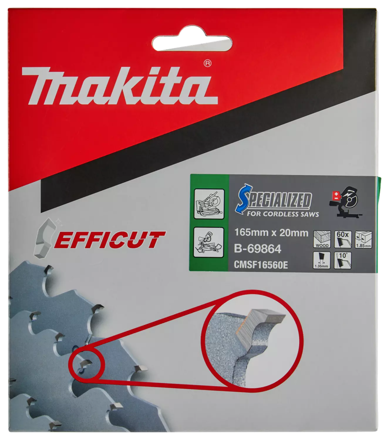 Makita B -69858 Lame de scie circulaire - 165 x 20 x 1,85 mm - 60 dents - Bois-image