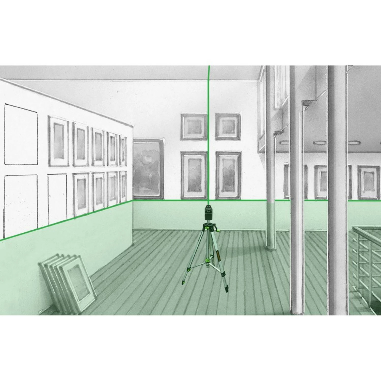 Laserliner PocketPlane-Laser G360 Kruislijnlaser set incl. statief en koffer - Groen - 55m-image
