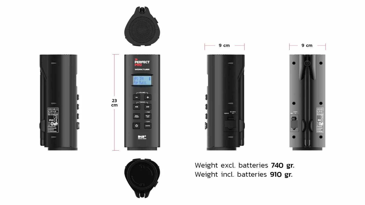 PerfectPro WORKTUBE NiMH 12V Accu Compacte bouwardio - DAB+ - werkt op netstroom & batterijen-image