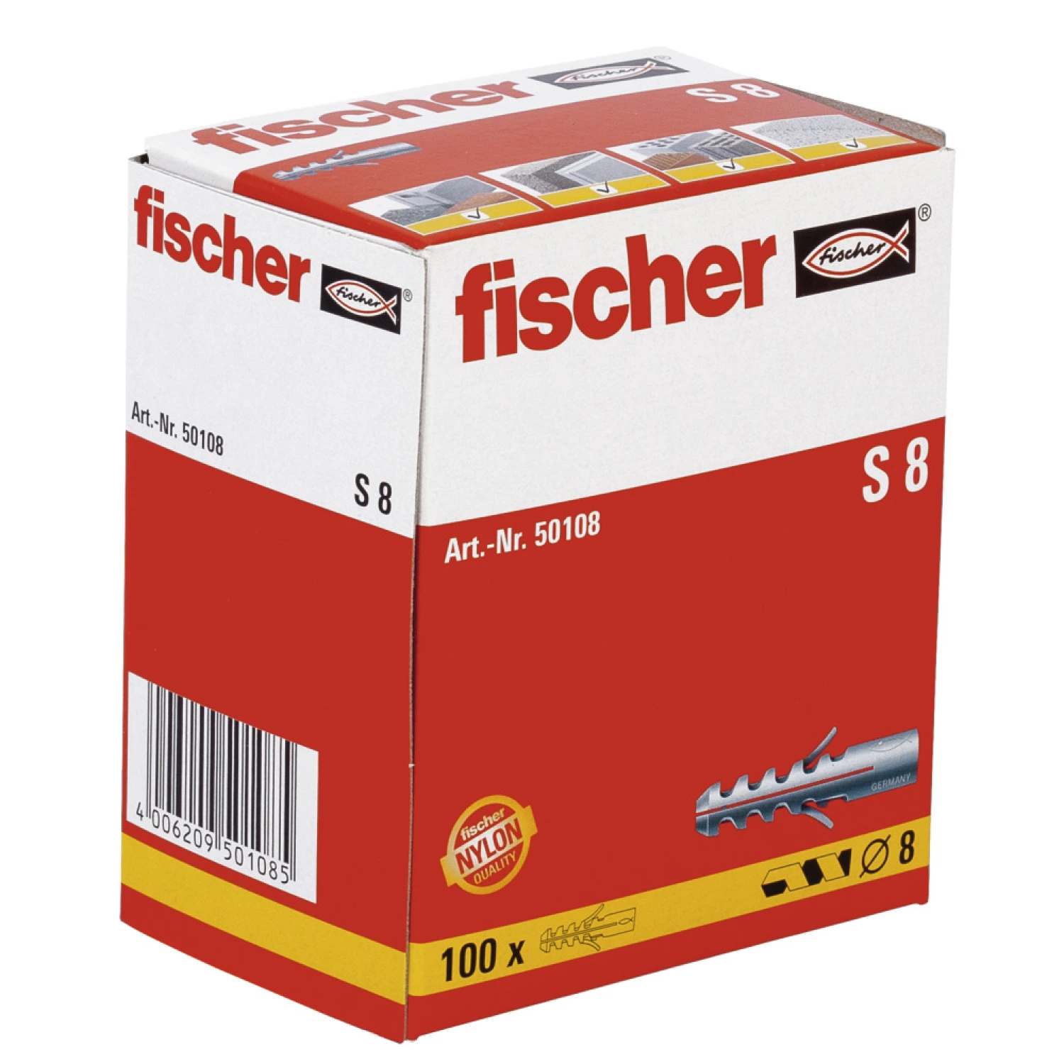 SHWRM OUTLET Fischer 50108 S 8 Pluggen - 8 x 40mm (100st)-image