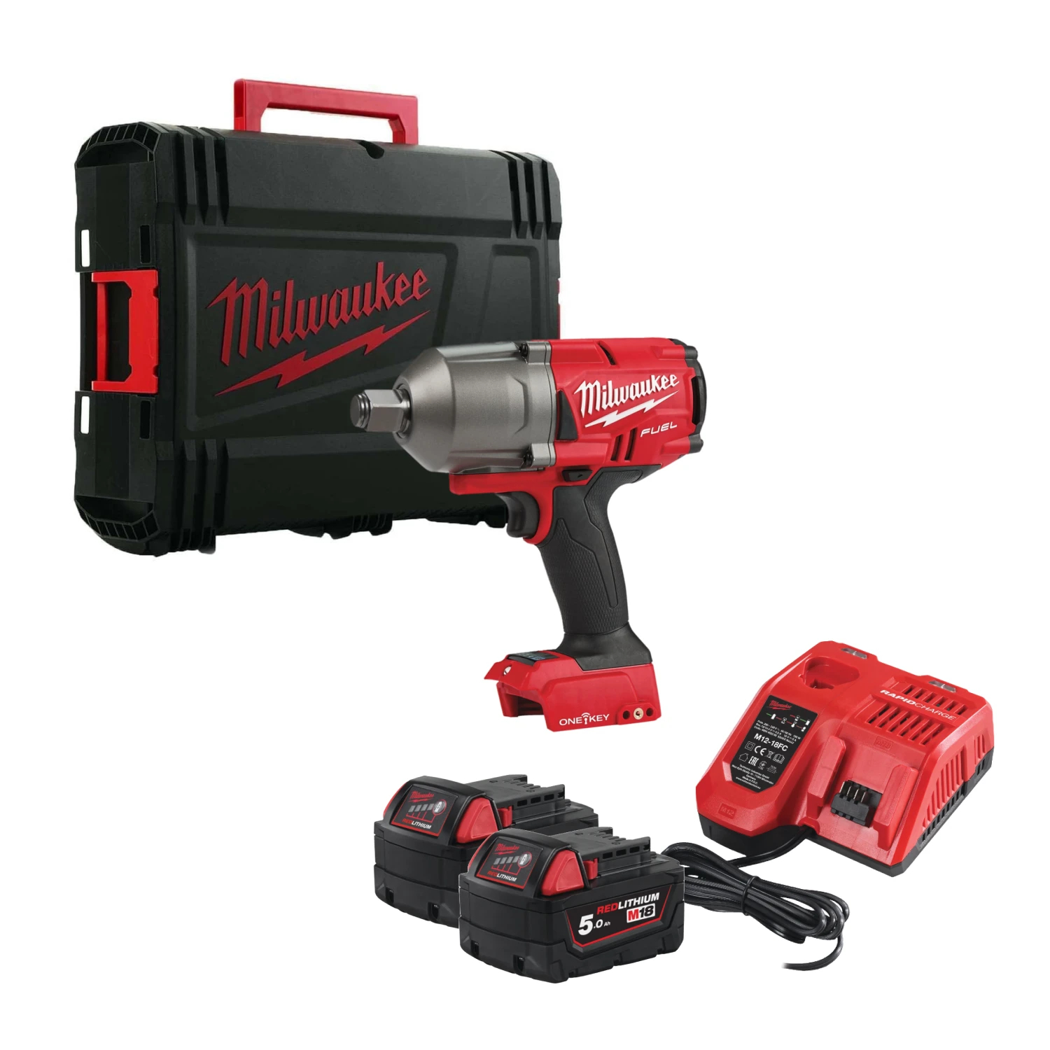 Milwaukee M18 ONEFHIWF34-502X 18V Li-Ion accu Slagmoersleutel set (2x 5,0Ah accu) in HD Box - 3/4" - 1624Nm-image