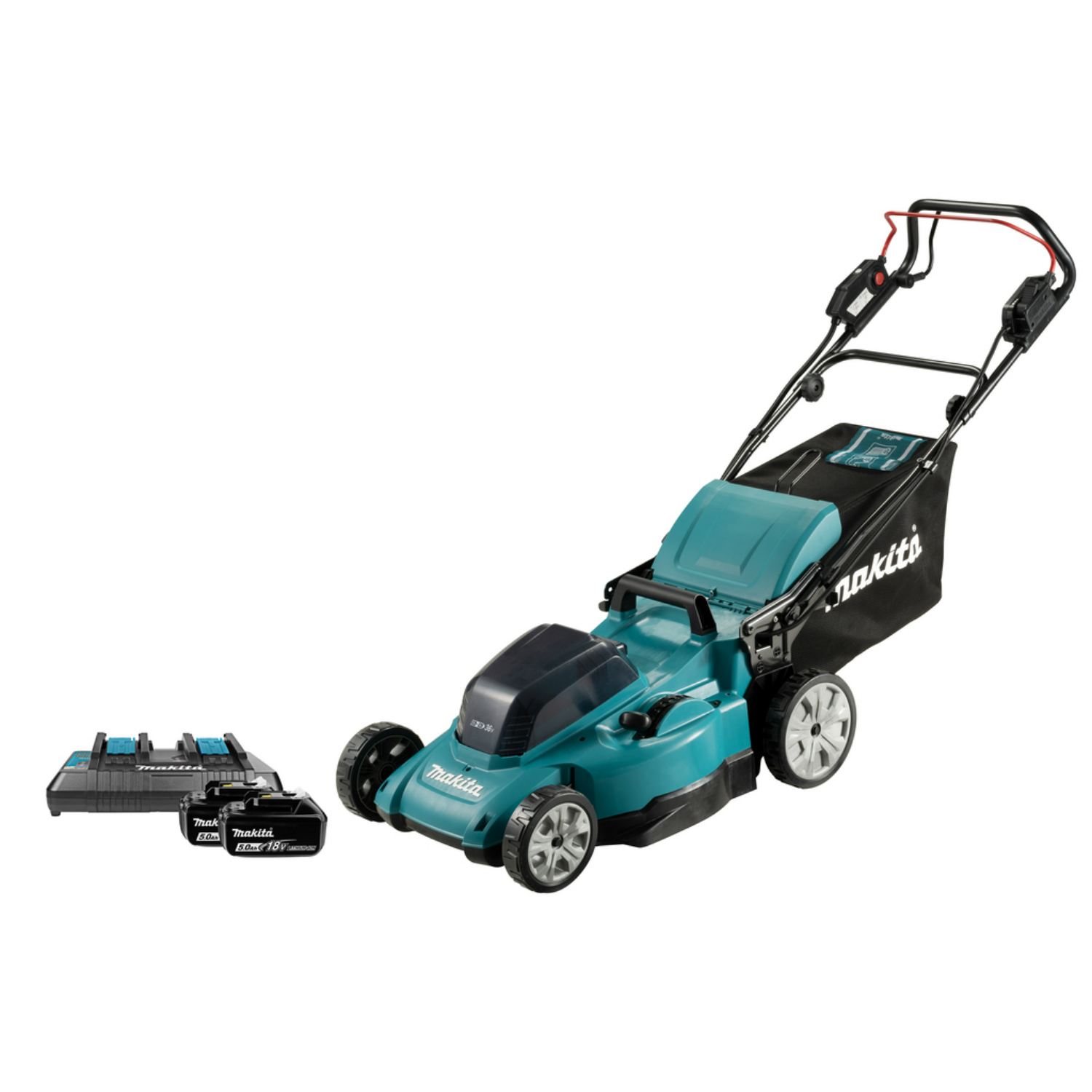 Makita DLM481PT2 (2X18V) Li-Ion Accu Grasmaaier set (2x 5,0Ah) - 48cm - 62L - 800 m²-image