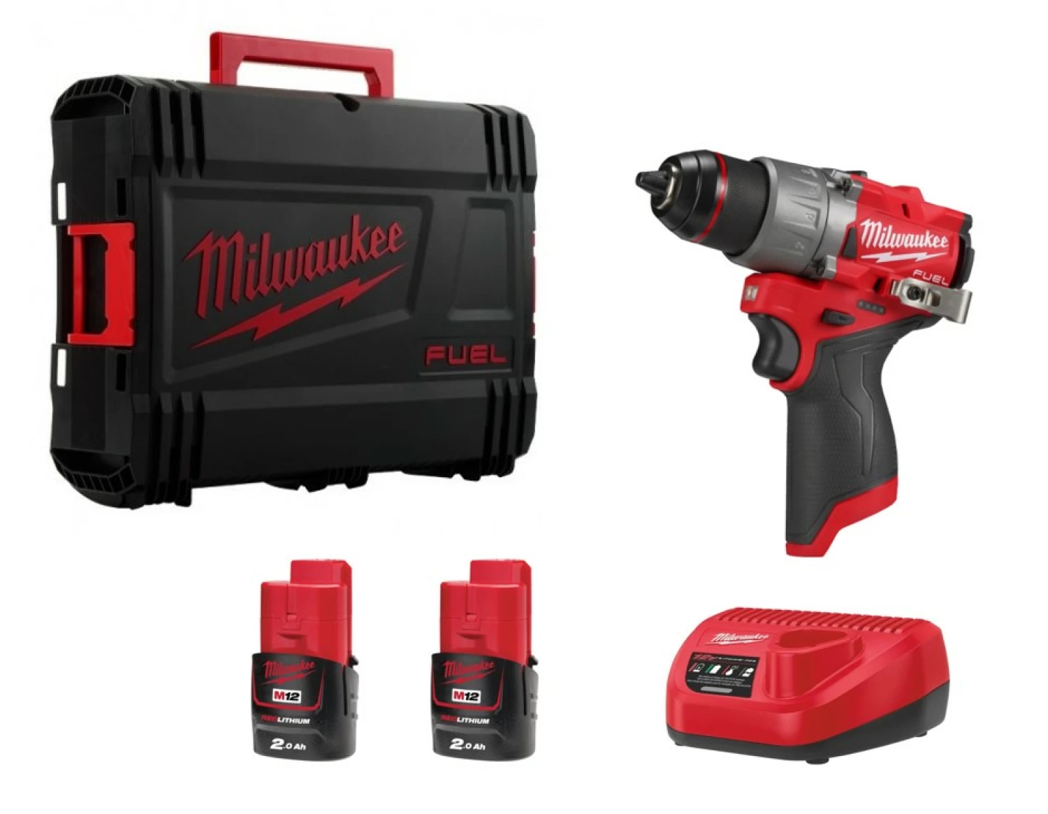 Milwaukee M12 FDD2-202X 12V Li-ion accu subcompacte boormachine set (2x 2.0Ah accu) in HD Box-image