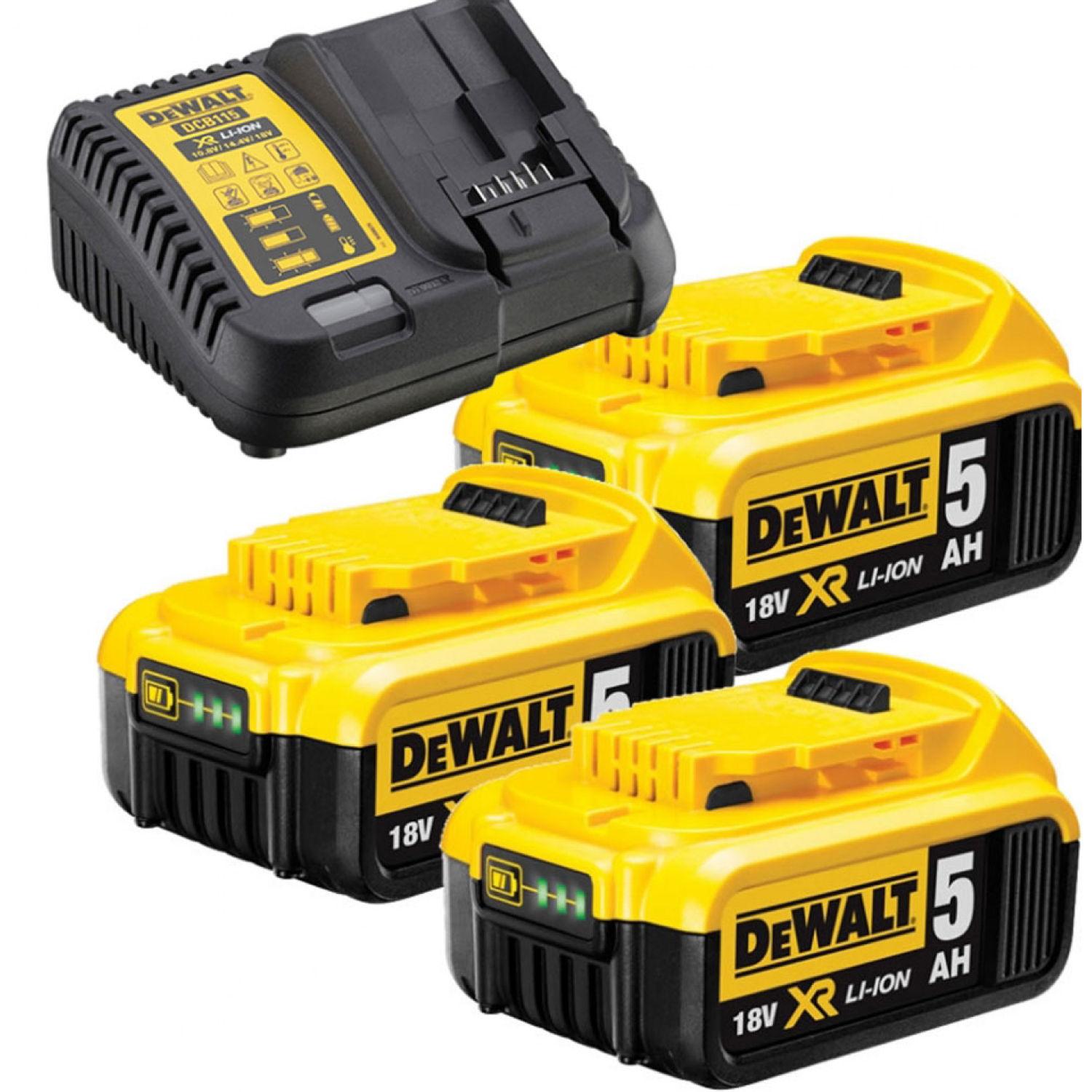 DeWALT DB115P3 Set de démarrage 18V Li-Ion (3x batterie 5.0Ah) + chargeur-image